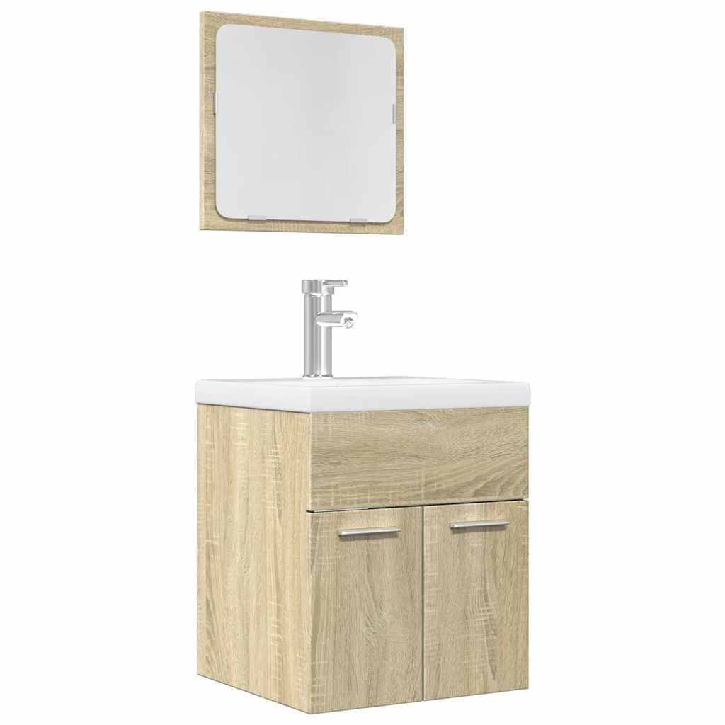 Set Mobili da Bagno 2 pz Rovere Sonoma in Legno Multistrato