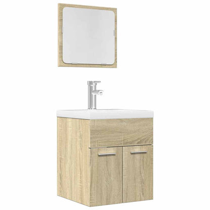 Set Mobili da Bagno 2 pz Rovere Sonoma in Legno Multistrato