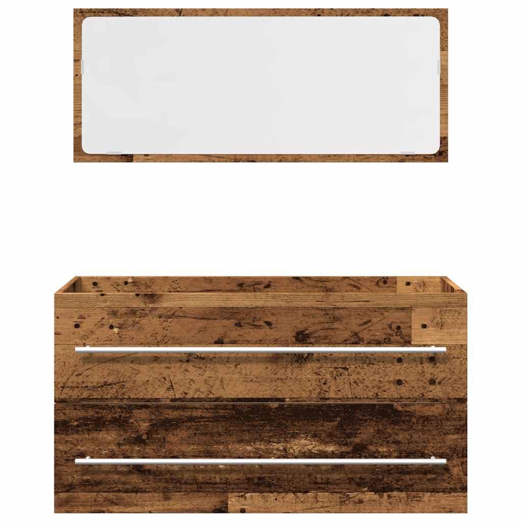 Set Mobili da Bagno 2 pz Legno Antico in Legno Multistrato