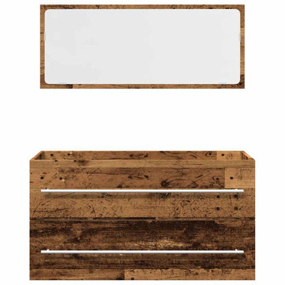 Set Mobili da Bagno 2 pz Legno Antico in Legno Multistrato