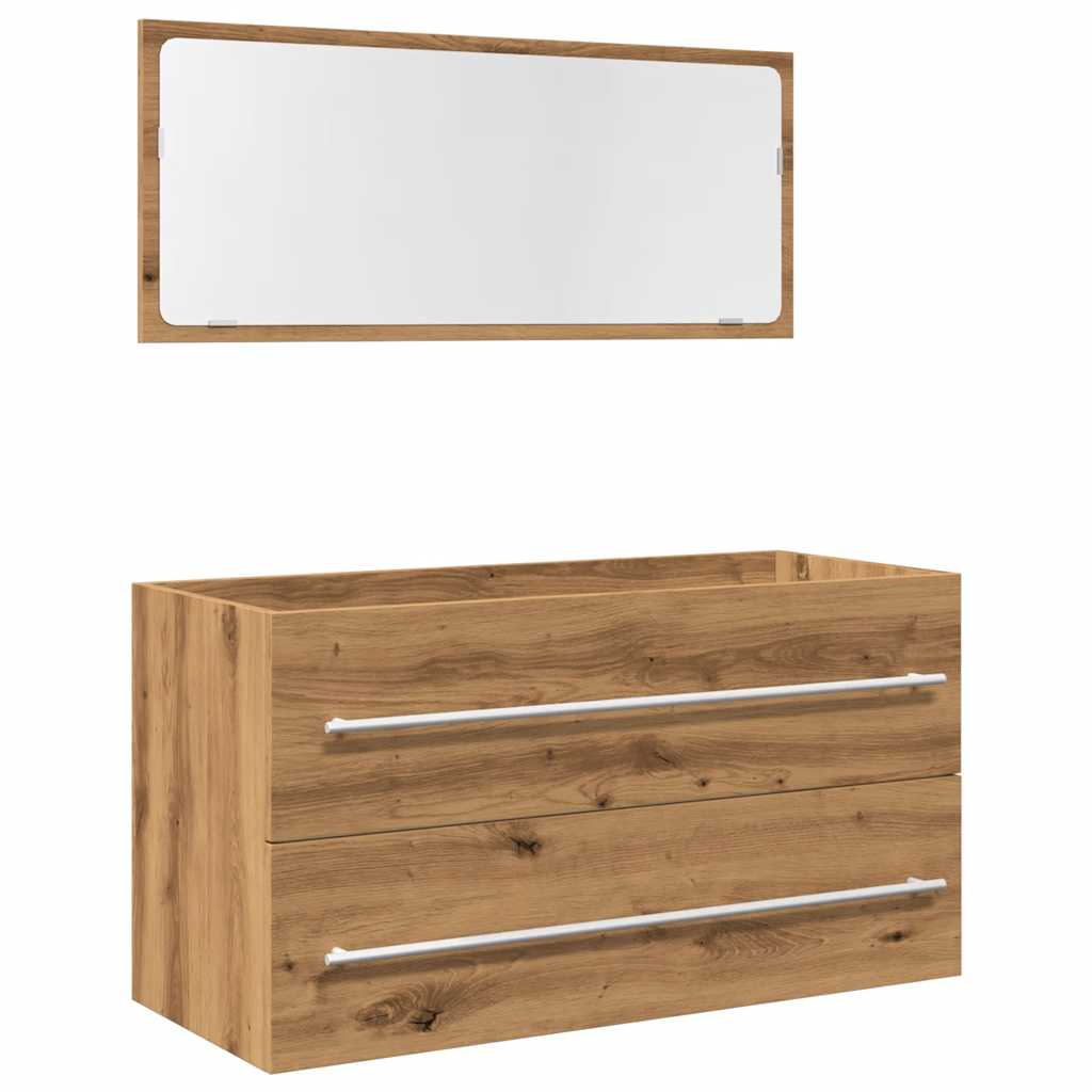 Set Mobili da Bagno 2 pz Rovere Artigianale Legno Multistrato