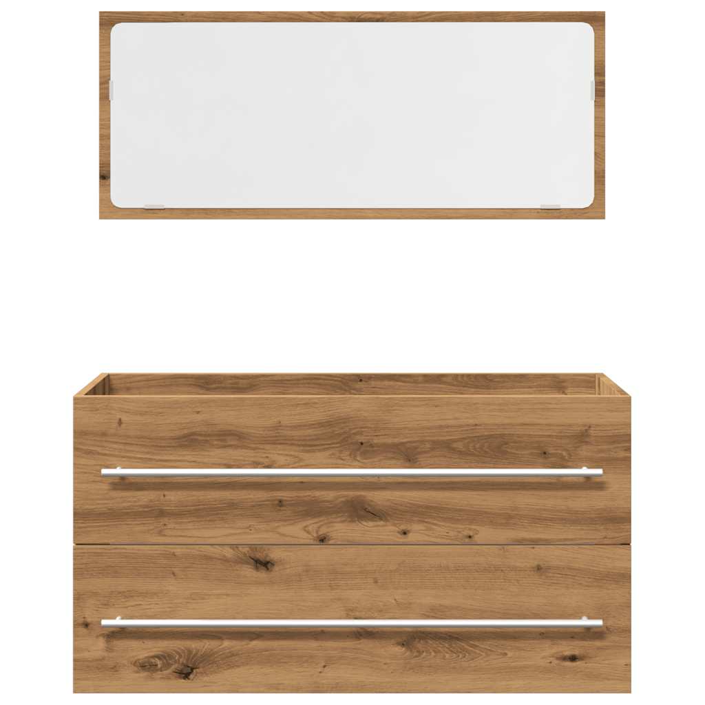 Set Mobili da Bagno 2 pz Rovere Artigianale Legno Multistrato