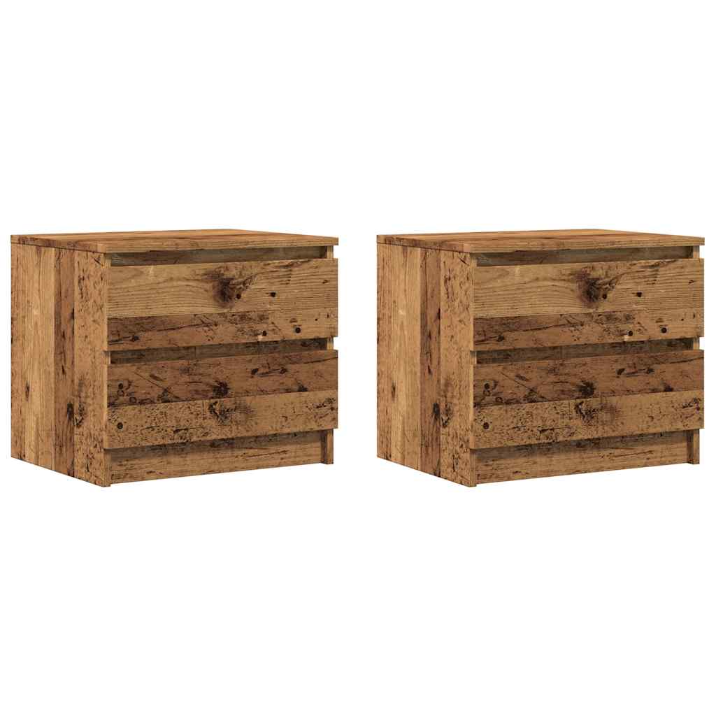 Comodini 2 pz Legno Antico 50x40x43.5 cm in Legno Multistrato