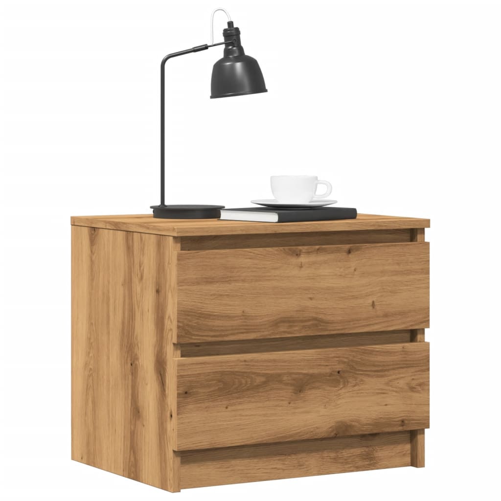 Comodini 2pz Rovere Artigianale 50x40x43.5 cm Legno Multistrato