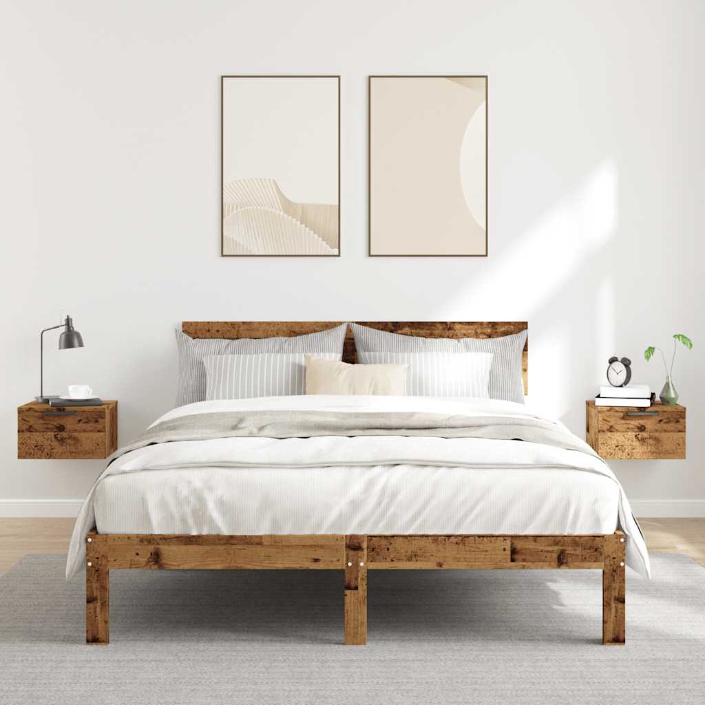 Comodini a Muro 2 pz Legno Antico 34x30x20 cm