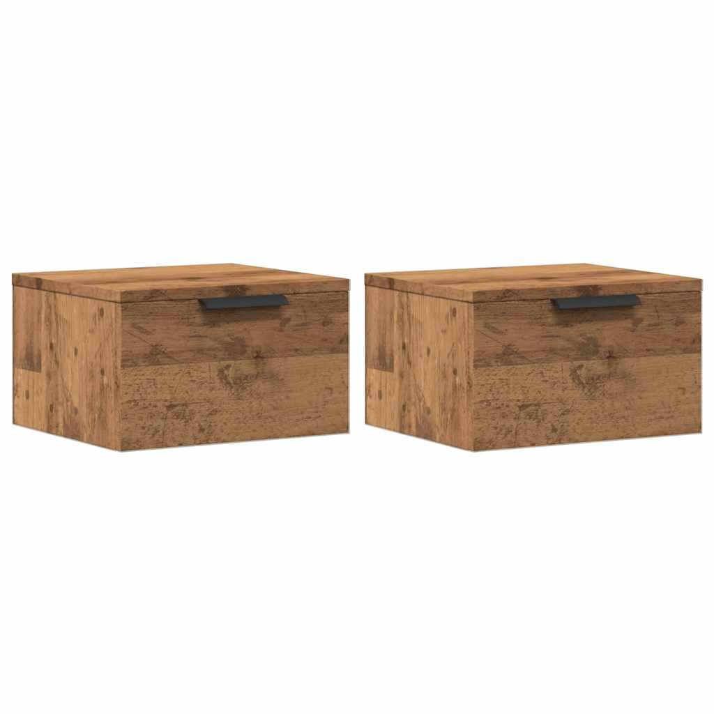 Comodini a Muro 2 pz Rovere Artigianale 34x30x20 cm