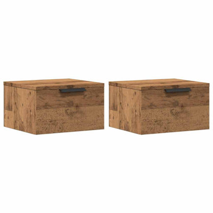 Comodini a Muro 2 pz Rovere Artigianale 34x30x20 cm
