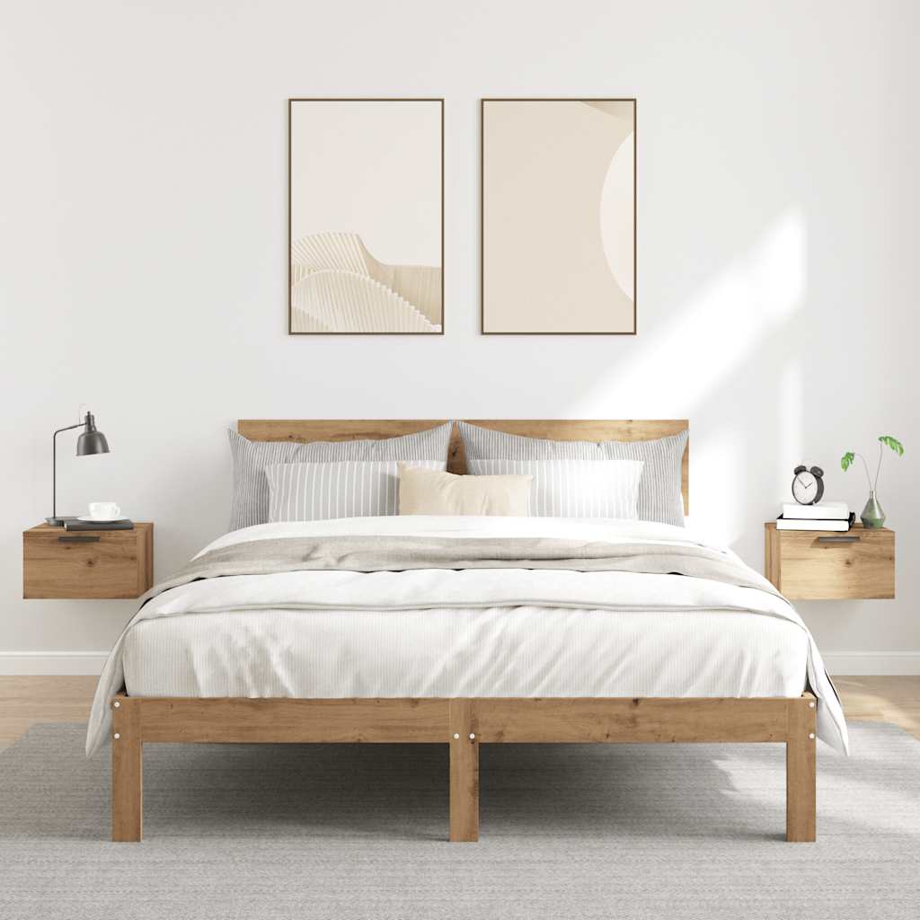 Comodini a Muro 2 pz Rovere Artigianale 34x30x20 cm
