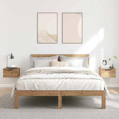Comodini a Muro 2 pz Rovere Artigianale 34x30x20 cm