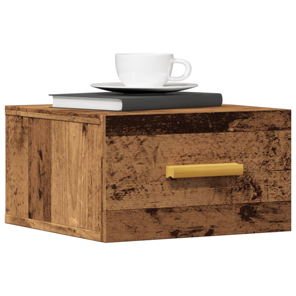 Comodini a Muro 2 pz Legno Antico 35x35x20 cm