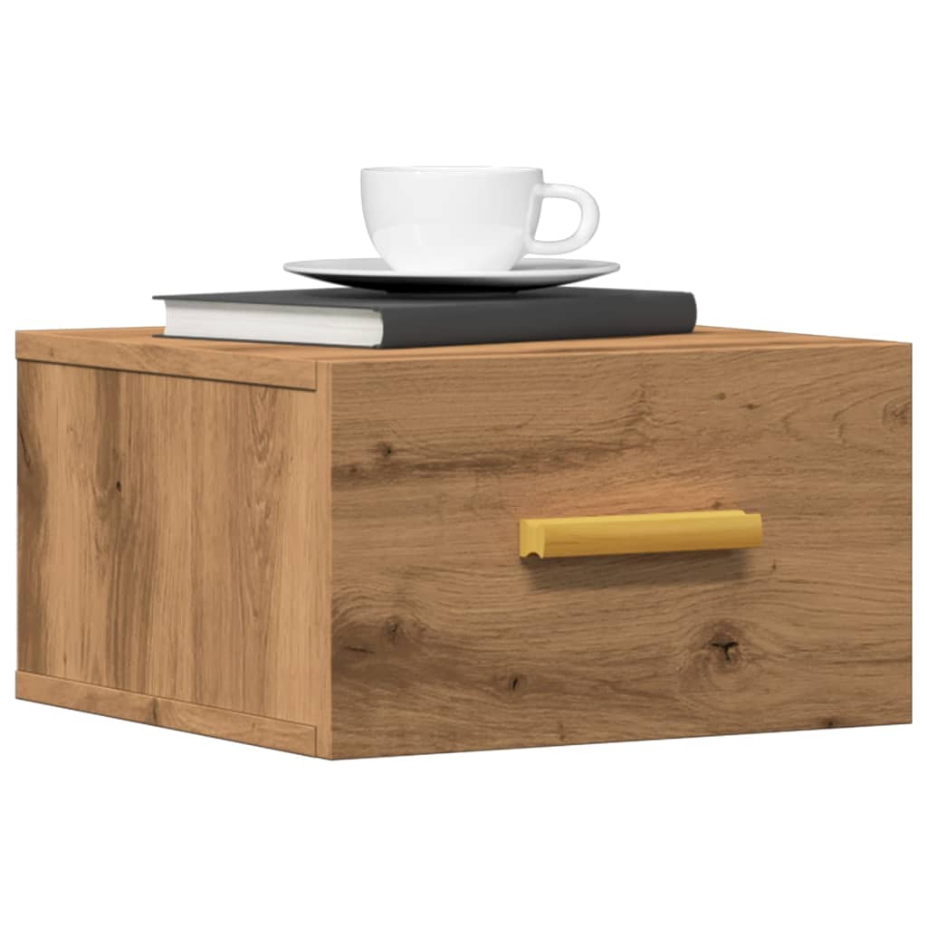 Comodino a Muro Rovere Artigianale 35x35x20 cm