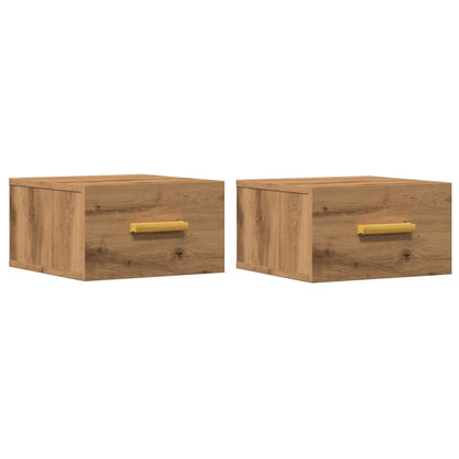 Comodini a Muro 2 pz Rovere Artigianale 35x35x20 cm