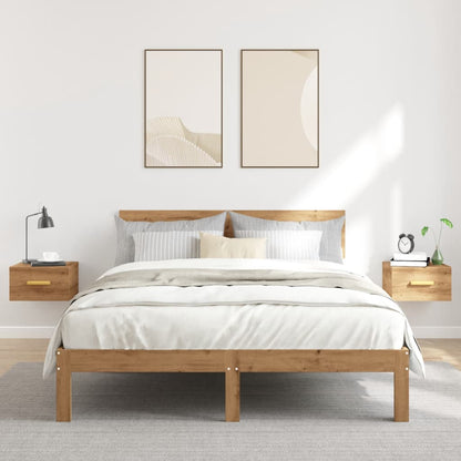 Comodini a Muro 2 pz Rovere Artigianale 35x35x20 cm