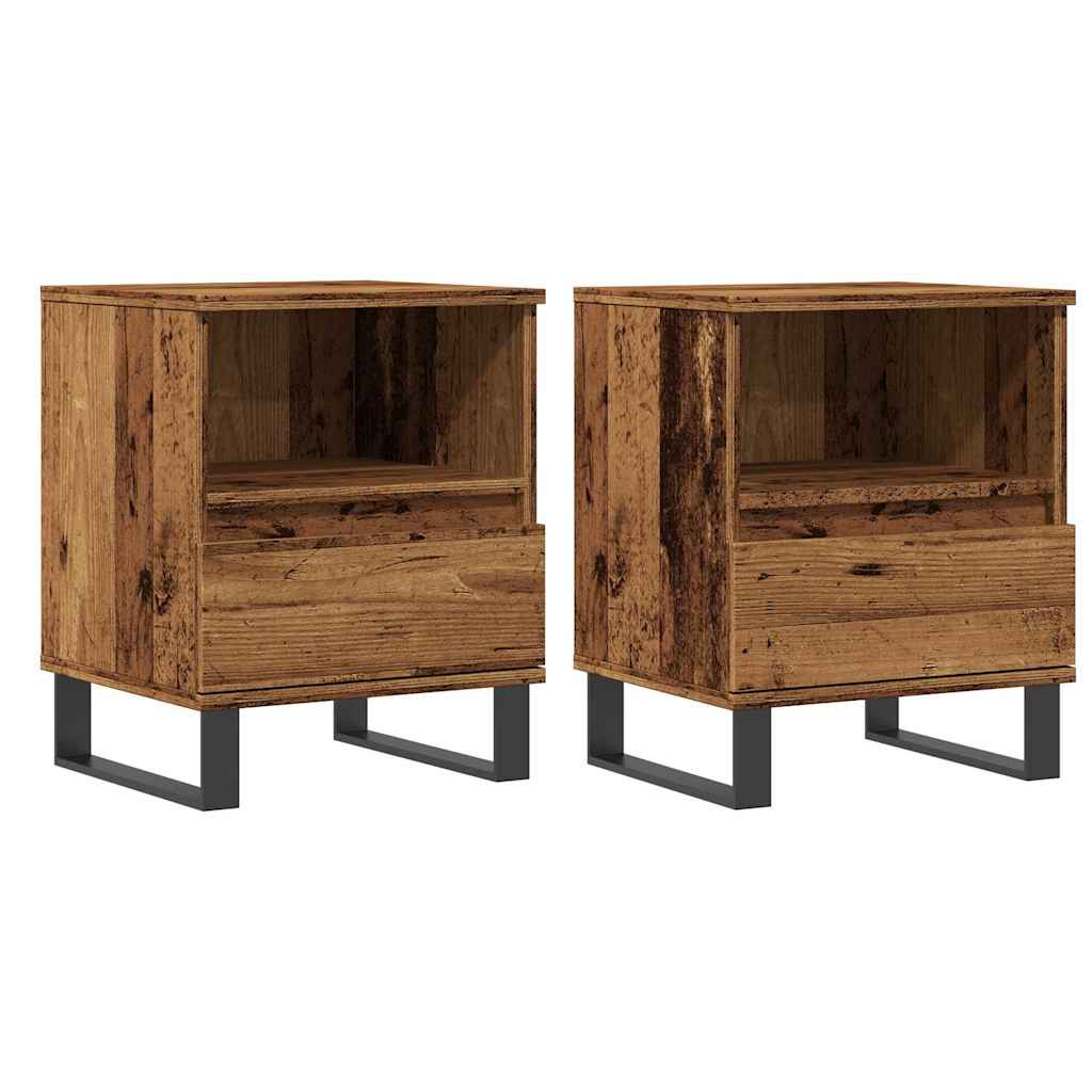 Comodini 2pz Legno Antico 40x35x50 cm in Legno Multistrato