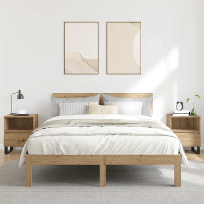 Comodini 2pz Rovere Artigianale 40x35x50 cm Legno Multistrato
