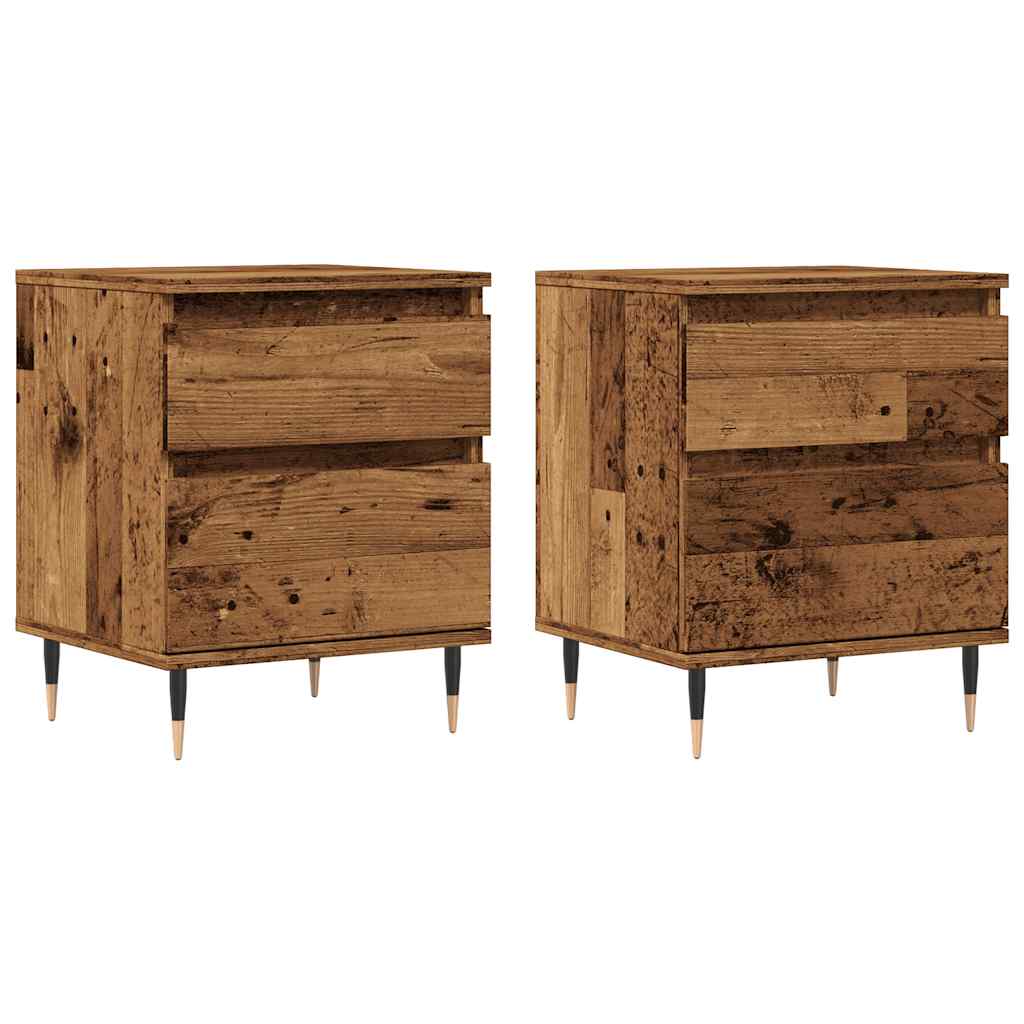 Comodini 2pz Legno Antico 40x35x50 cm in Legno Multistrato