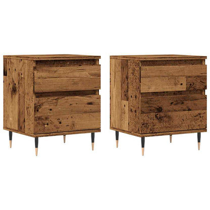 Comodini 2pz Legno Antico 40x35x50 cm in Legno Multistrato