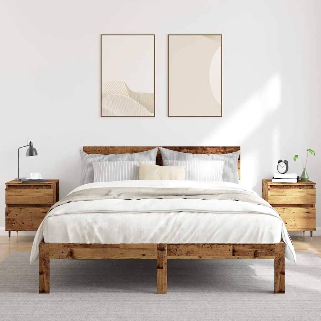 Comodini 2pz Legno Antico 40x35x50 cm in Legno Multistrato