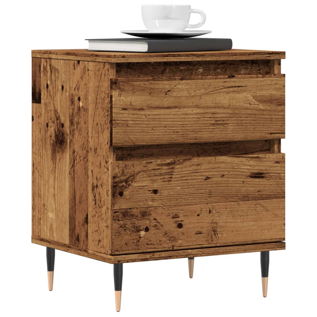 Comodini 2pz Legno Antico 40x35x50 cm in Legno Multistrato