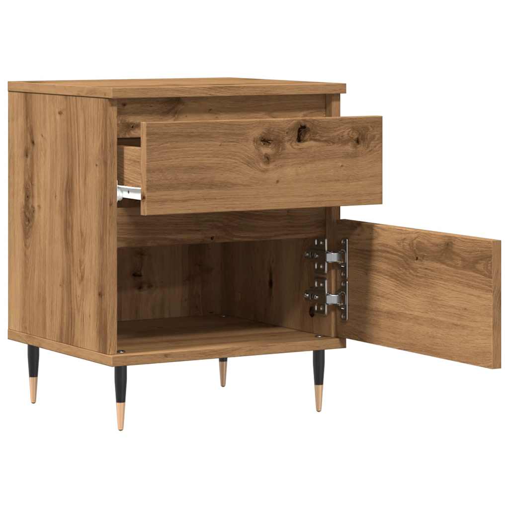 Comodini 2pz Rovere Artigianale 40x35x50 cm Legno Multistrato