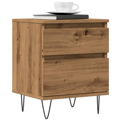 Comodini 2pz Rovere Artigianale 40x35x50 cm Legno Multistrato