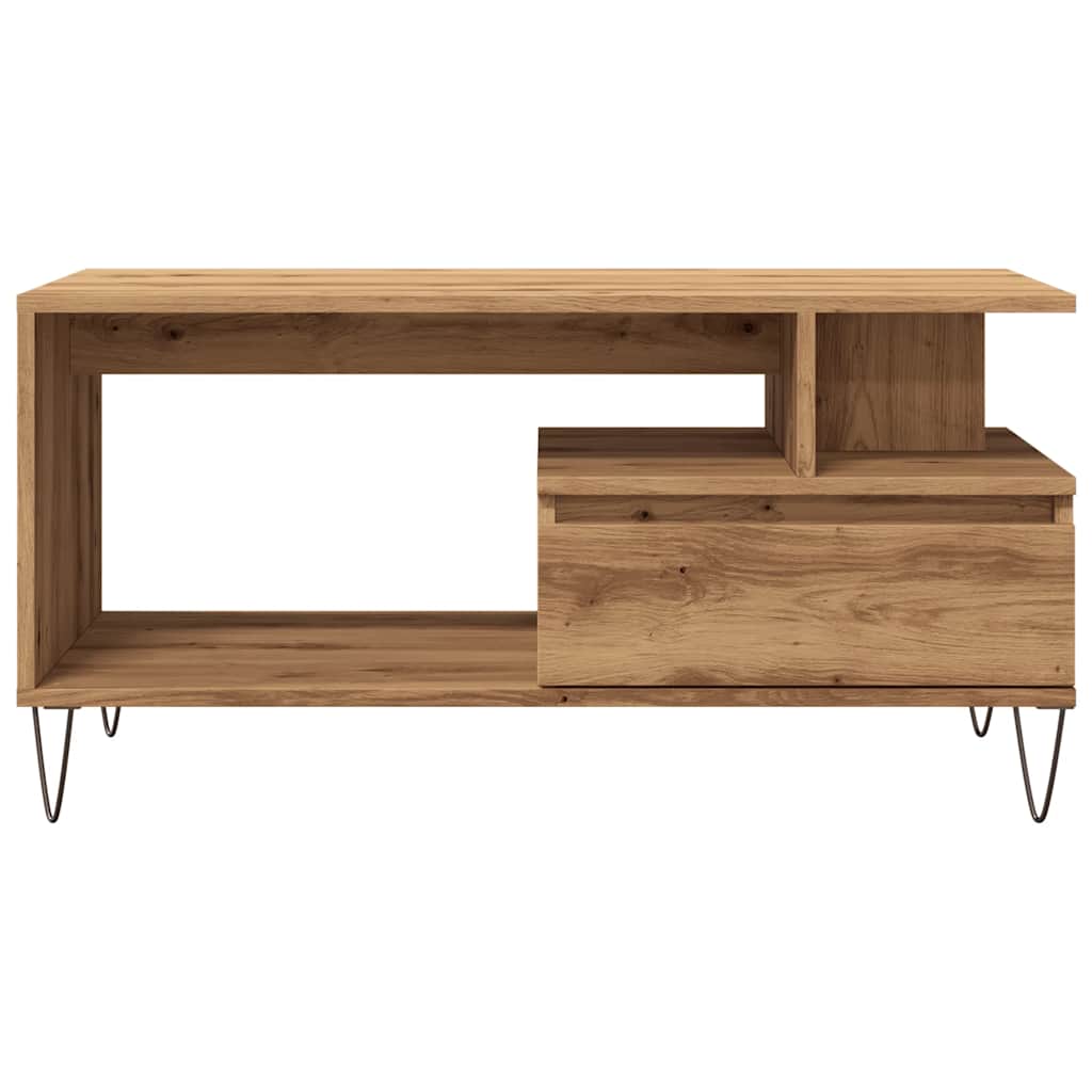 Tavolino Salotto Rovere Artigianale 90x49x45 cm Multistrato