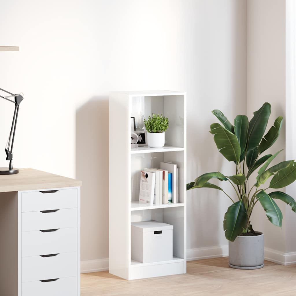 Libreria Bianco Lucido 40x24x109 cm in Legno Multistrato