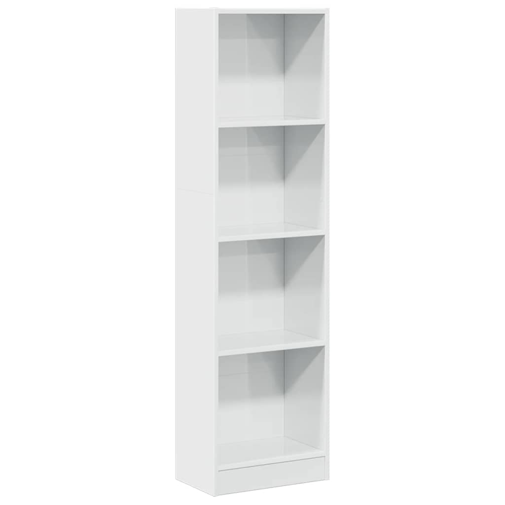 Libreria Bianco Lucido 40x24x143 cm in Legno Multistrato