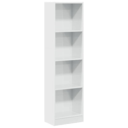 Libreria Bianco Lucido 40x24x143 cm in Legno Multistrato