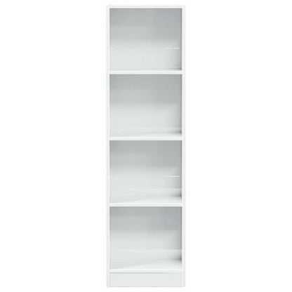 Libreria Bianco Lucido 40x24x143 cm in Legno Multistrato