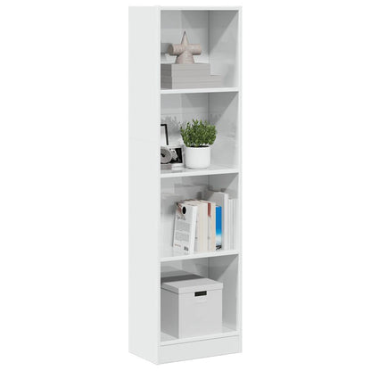 Libreria Bianco Lucido 40x24x143 cm in Legno Multistrato