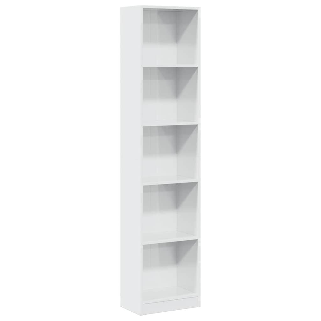 Libreria Bianco Lucido 40x24x176 cm in Legno Multistrato