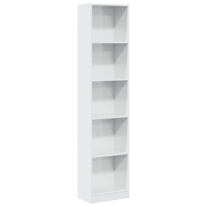 Libreria Bianco Lucido 40x24x176 cm in Legno Multistrato