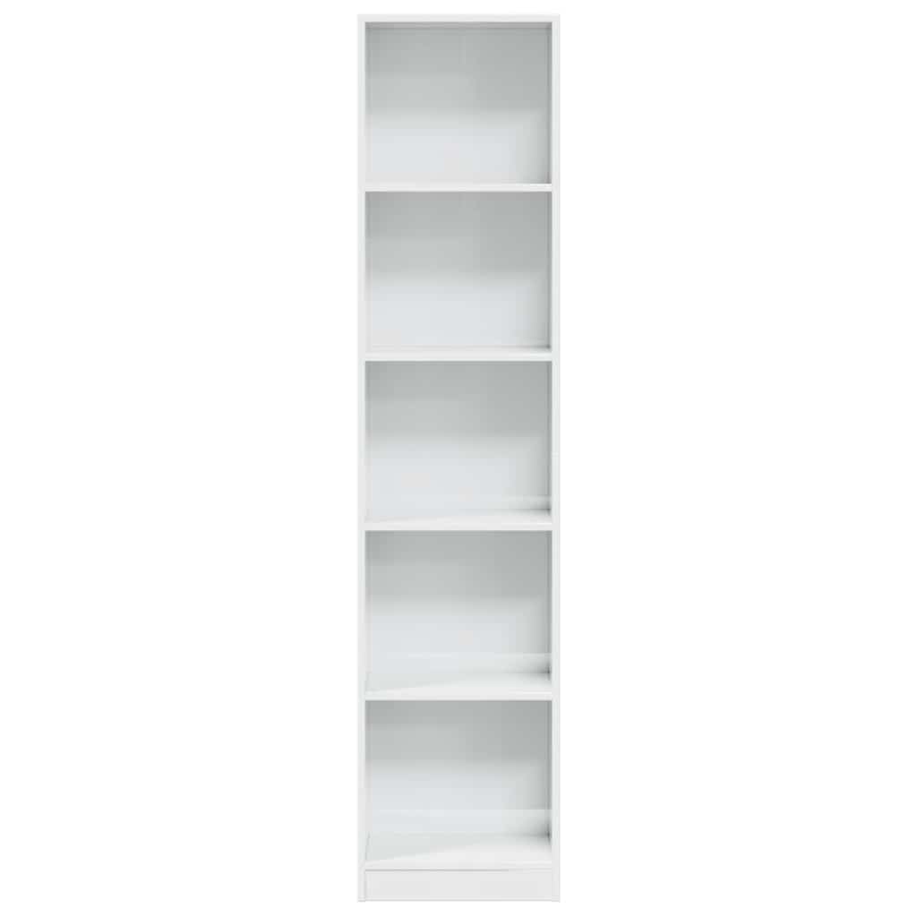 Libreria Bianco Lucido 40x24x176 cm in Legno Multistrato