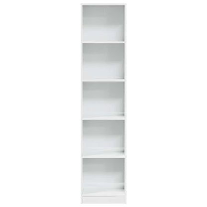 Libreria Bianco Lucido 40x24x176 cm in Legno Multistrato