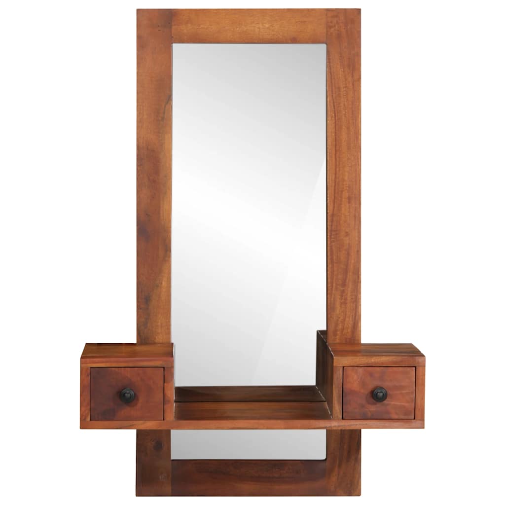 Specchio da Parete c/ Cassetti 60x33x90cm Legno Massello Acacia