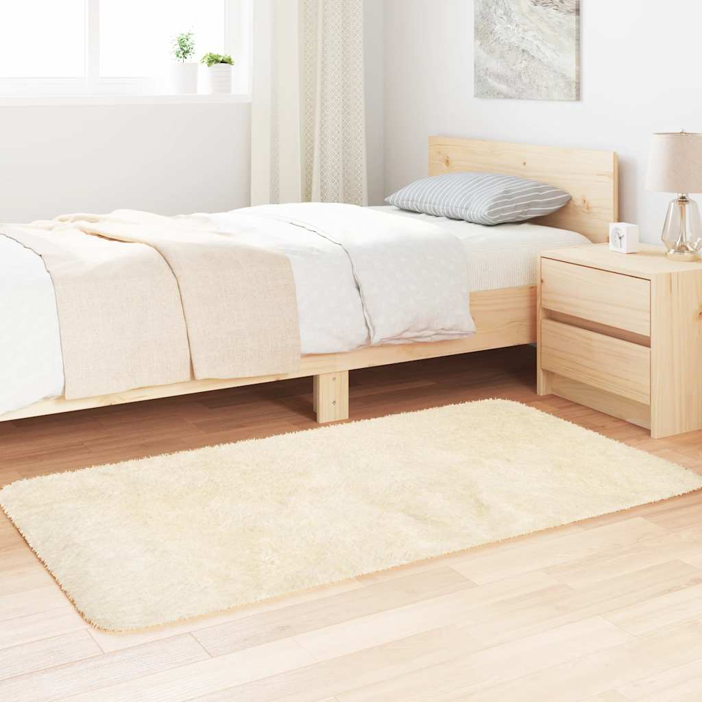 Tappeto Shaggy a Pelo Lungo NAVARRA Crema 80x150 cm poliestere