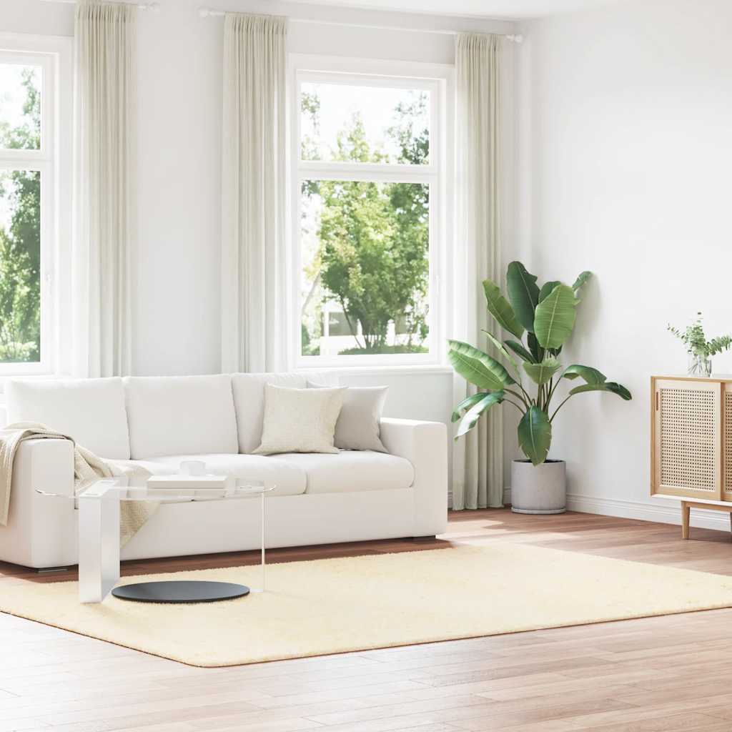 Tappeto Shaggy a Pelo Lungo NAVARRA Crema 200x290 cm poliestere