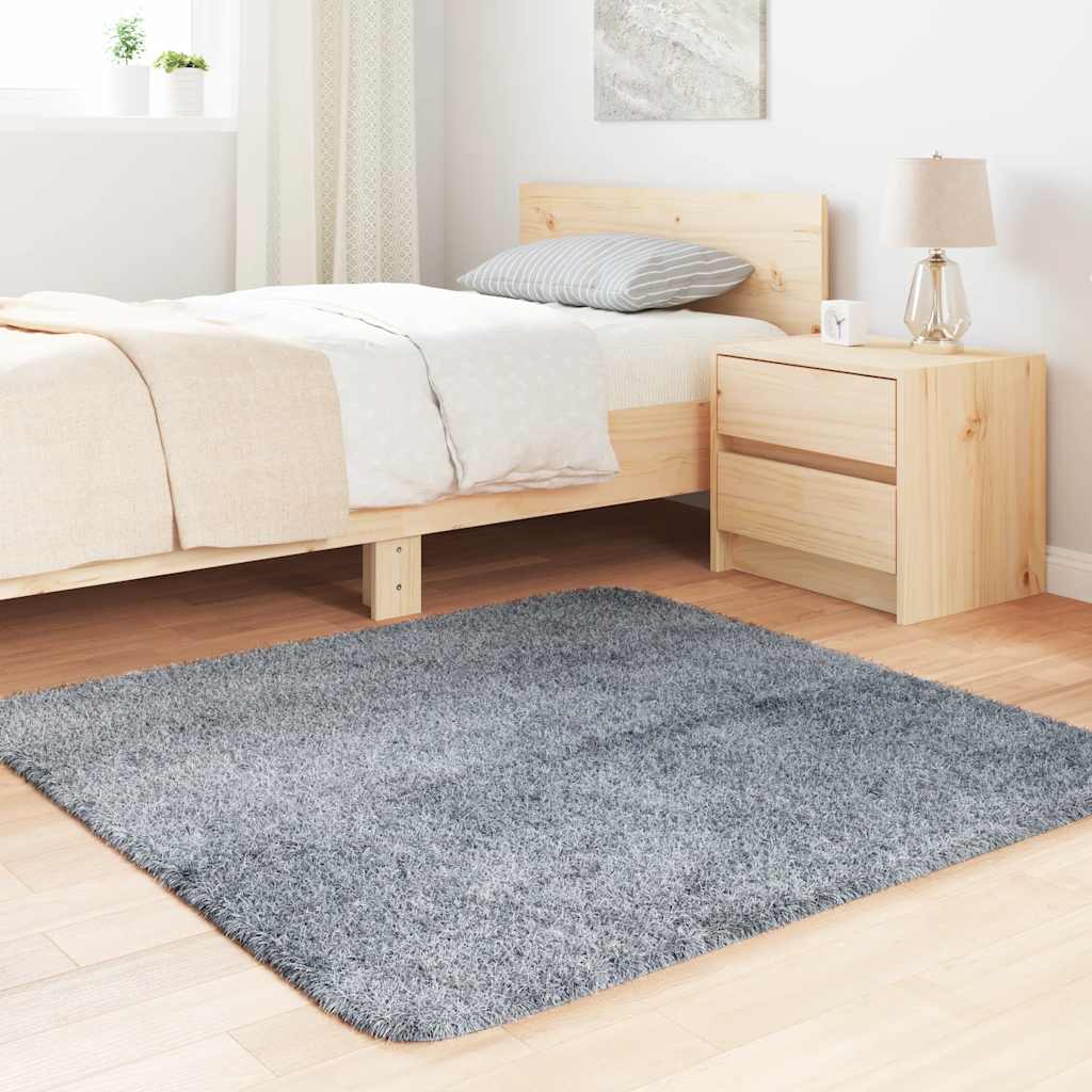 Tappeto Shaggy a Pelo Lungo NAVARRA Grigio Chiaro 120x120 cm
