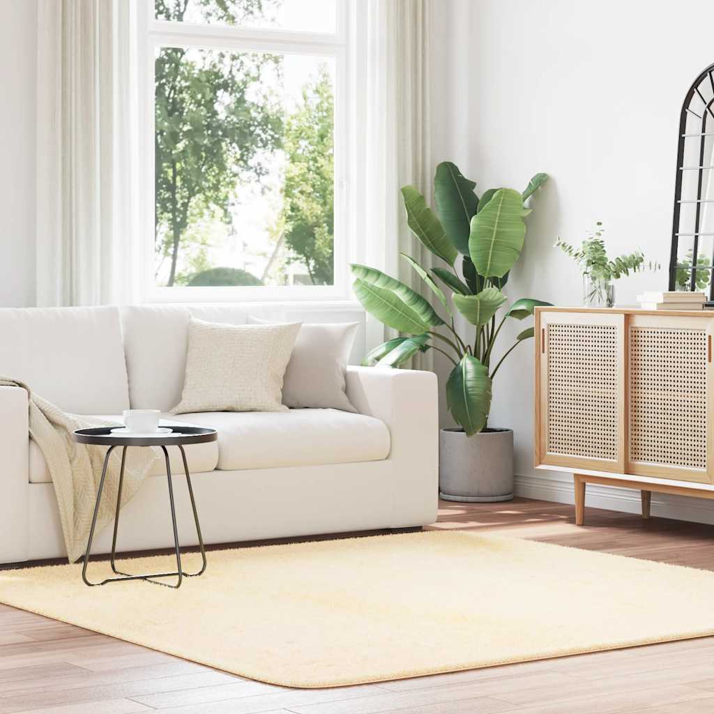 Tappeto Shaggy a Pelo Lungo NAVARRA Crema 200x200 cm poliestere