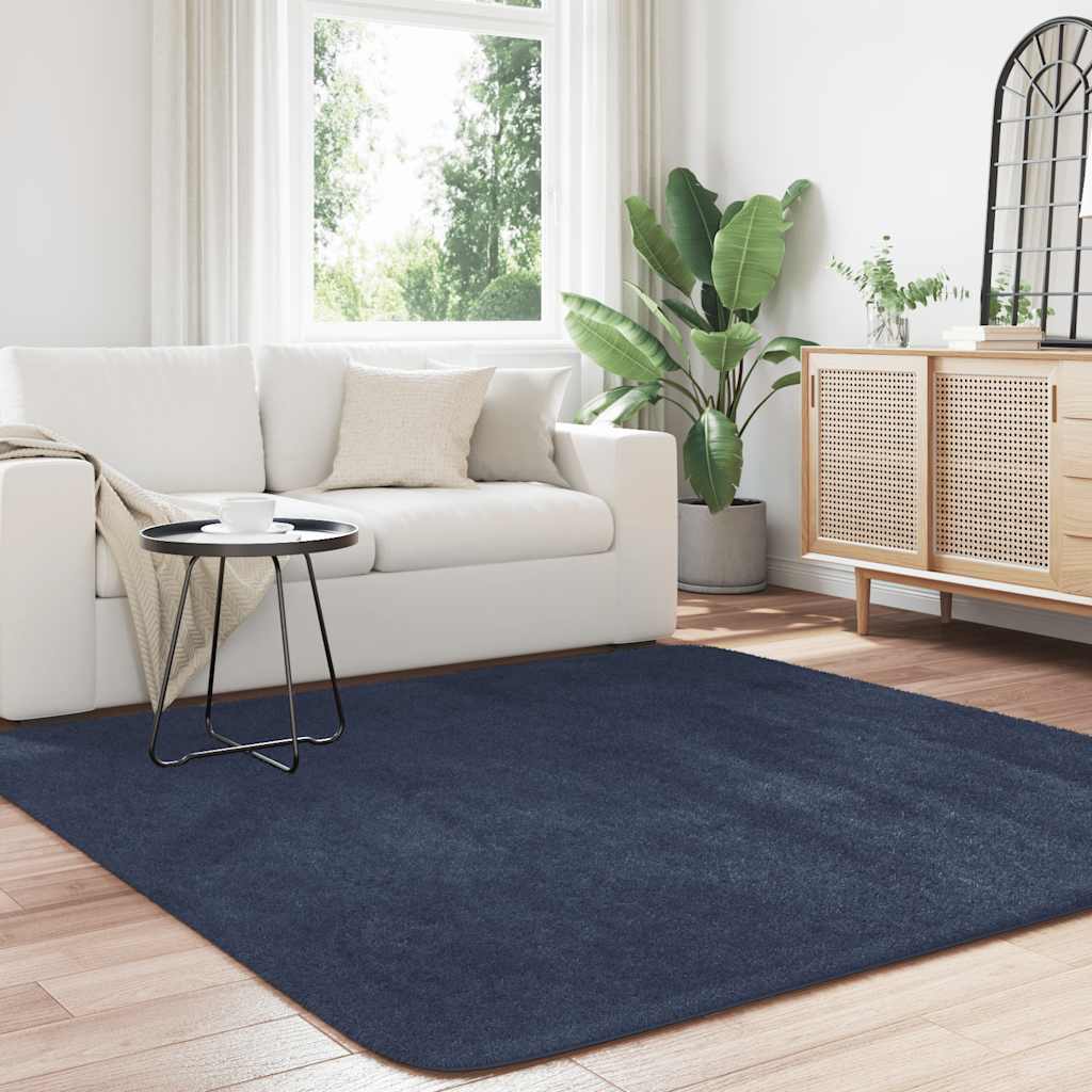 Tappeto Shaggy a Pelo Lungo NAVARRA Blu Marino 200x200 cm