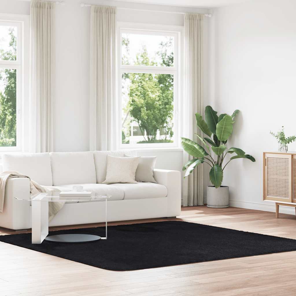 Tappeto Shaggy a Pelo Lungo NAVARRA Nero 240x240 cm poliestere