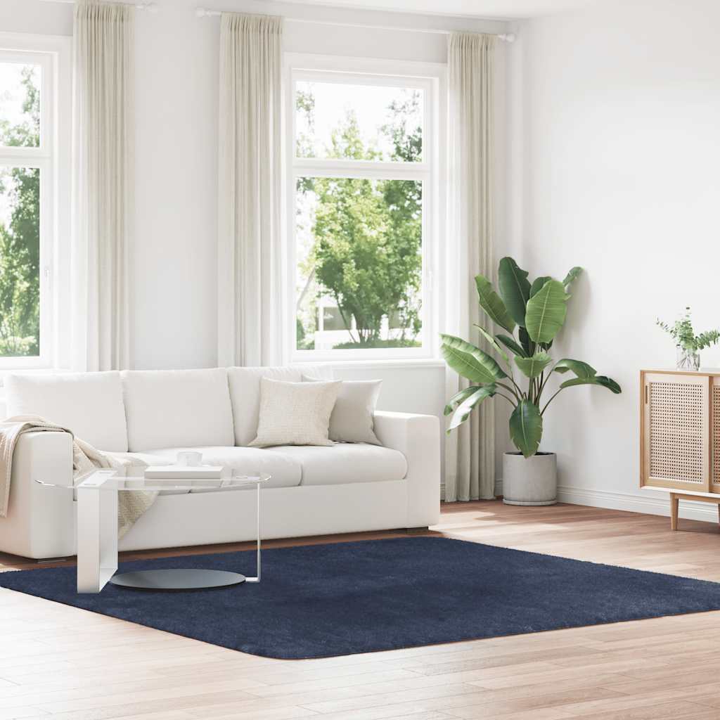 Tappeto Shaggy a Pelo Lungo NAVARRA Blu Marino 240x240 cm