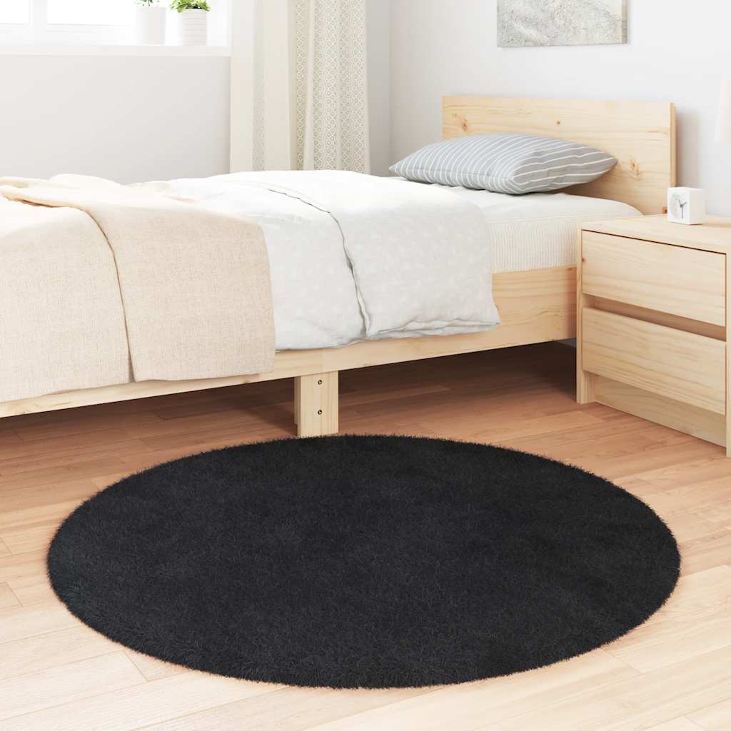 Tappeto Shaggy a Pelo Lungo NAVARRA Nero 100x100 cm poliestere