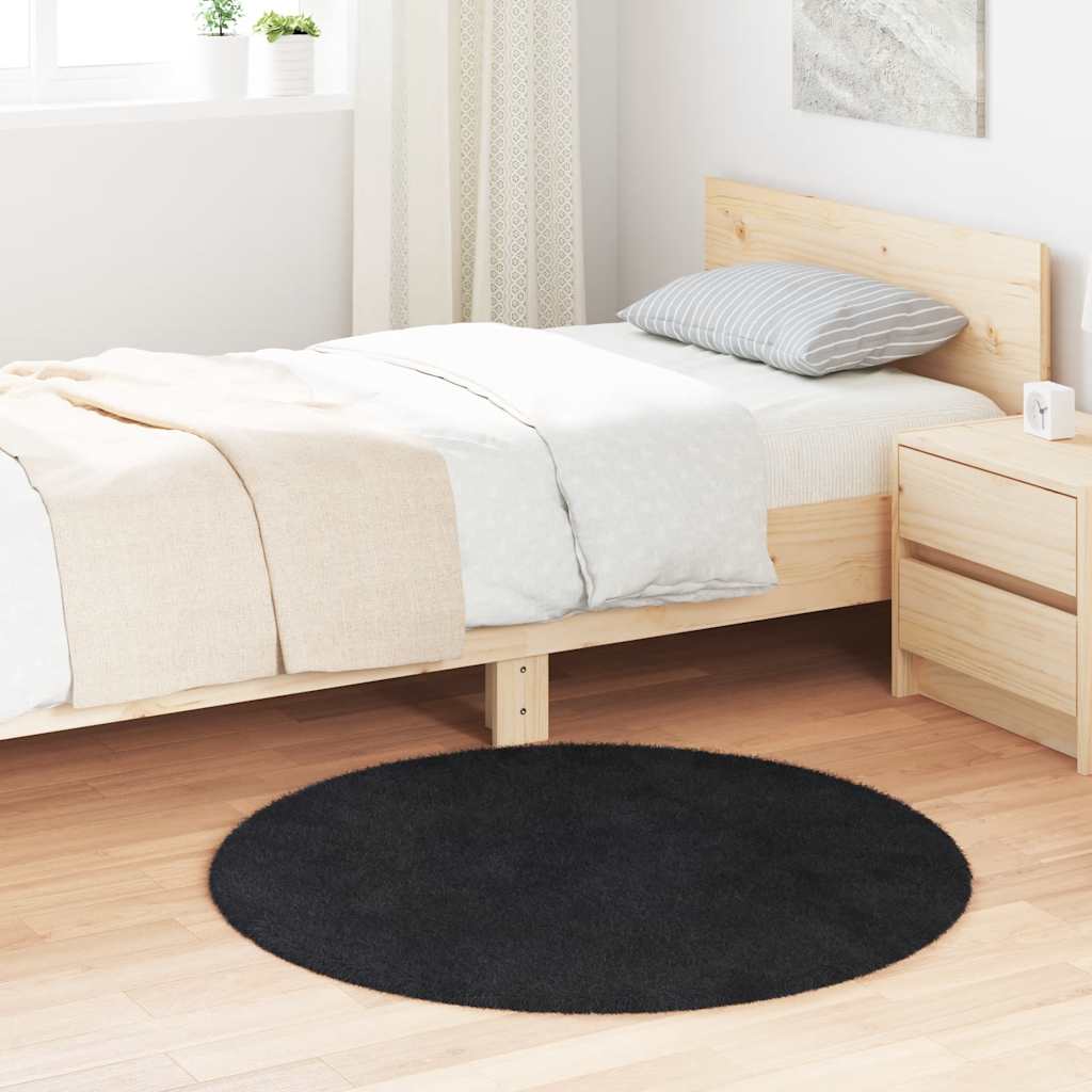 Tappeto Shaggy a Pelo Lungo NAVARRA Nero 100x100 cm poliestere