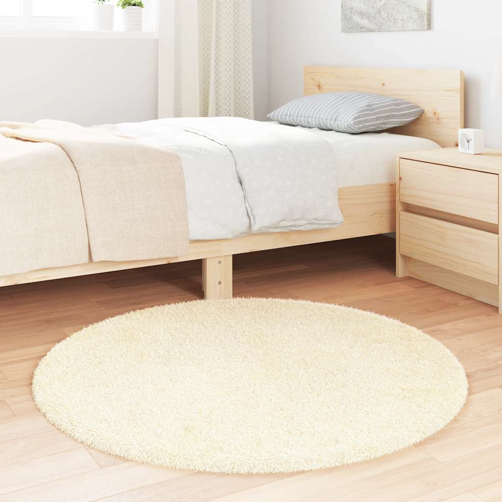Tappeto Shaggy a Pelo Lungo NAVARRA Crema 100x100 cm poliestere
