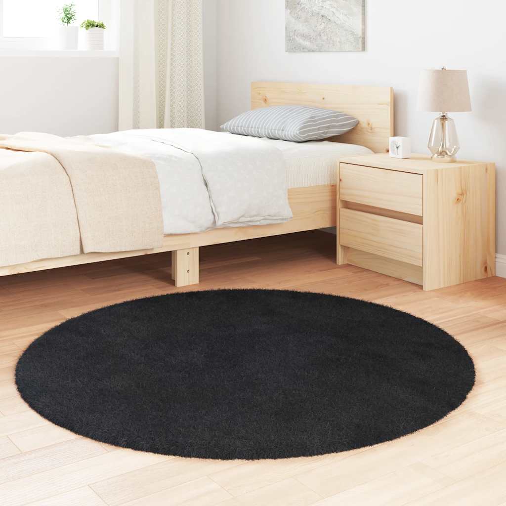 Tappeto Shaggy a Pelo Lungo NAVARRA Nero 120x120 cm poliestere