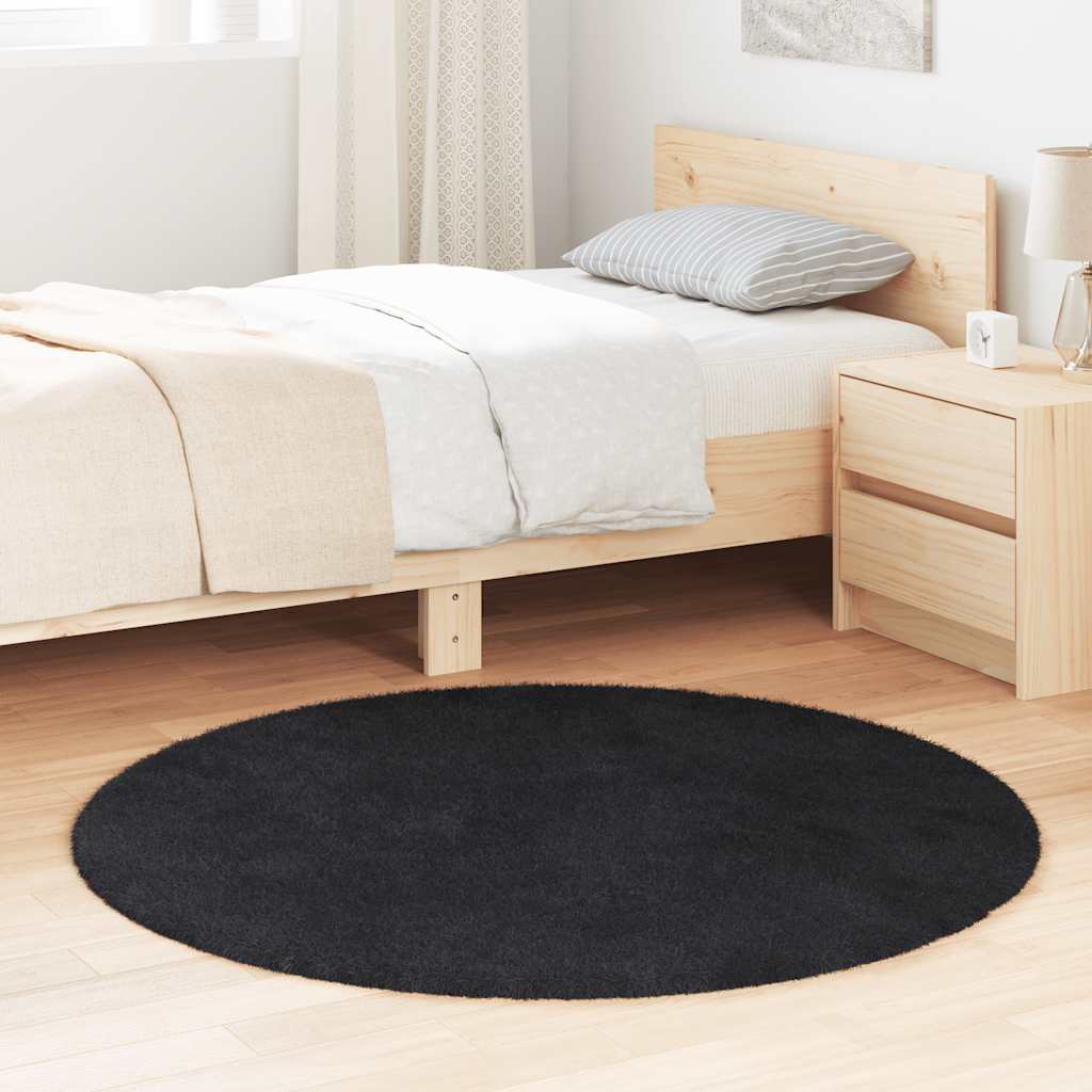 Tappeto Shaggy a Pelo Lungo NAVARRA Nero 120x120 cm poliestere