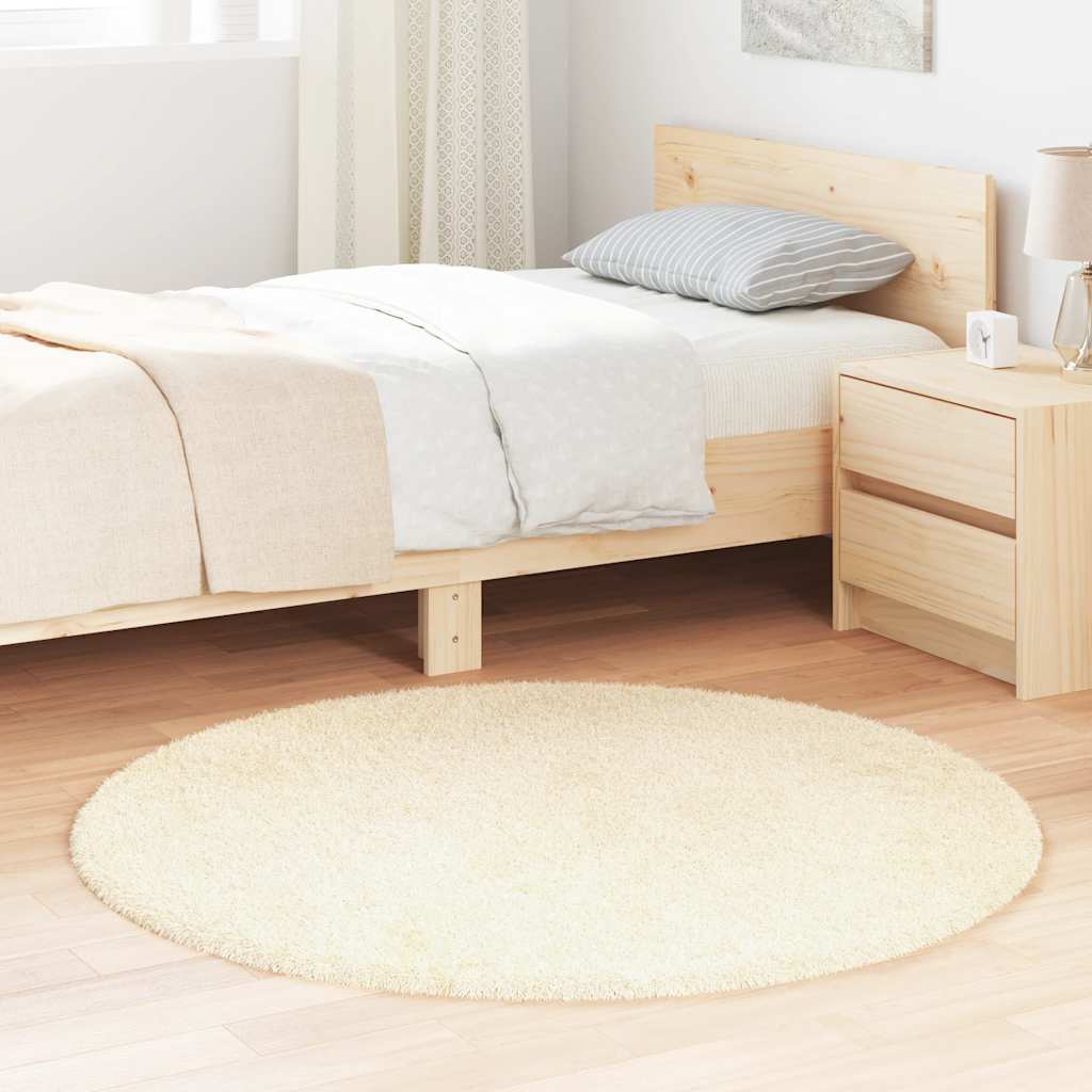 Tappeto Shaggy a Pelo Lungo NAVARRA Crema 120x120 cm poliestere