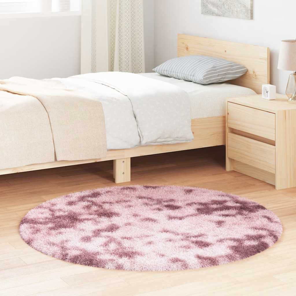 Tappeto Shaggy a Pelo Lungo NAVARRA Rosa Antico 120x120cm